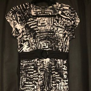 GNW black and white animal print short sleeve top.